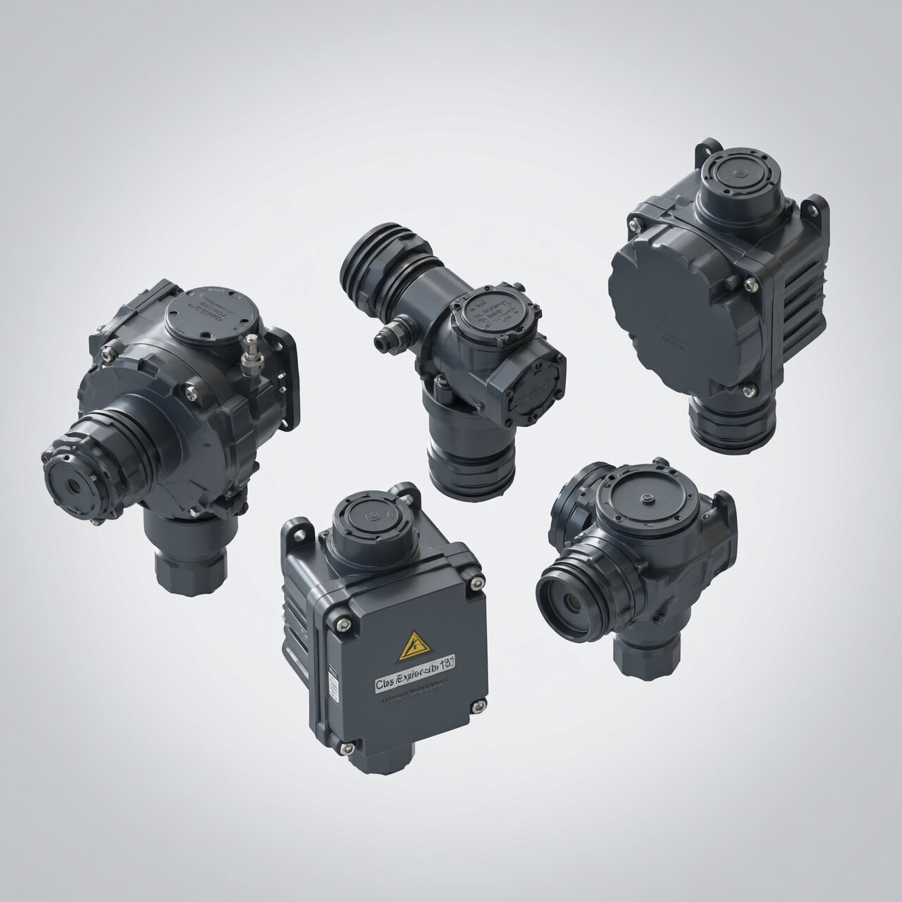 Chemical processing control systems with explosion-proof enclosures intrinsically safe barriers and Class I Division 1 rated equipment