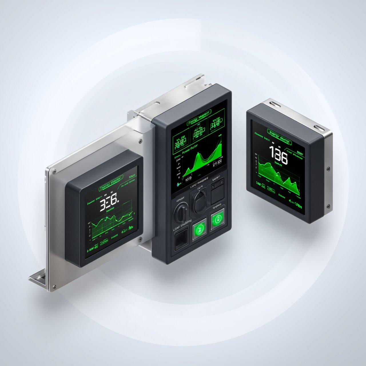 Energy management control systems with real-time power monitoring demand tracking and load shedding for energy efficiency