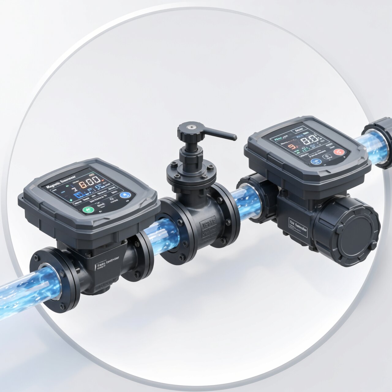 Flow control systems with magnetic flowmeter control valve and totalizer displays for automated flow rate regulation