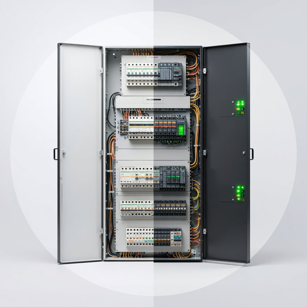 Industrial electrical panel upgrades with modern components improved wire management and updated control system technology