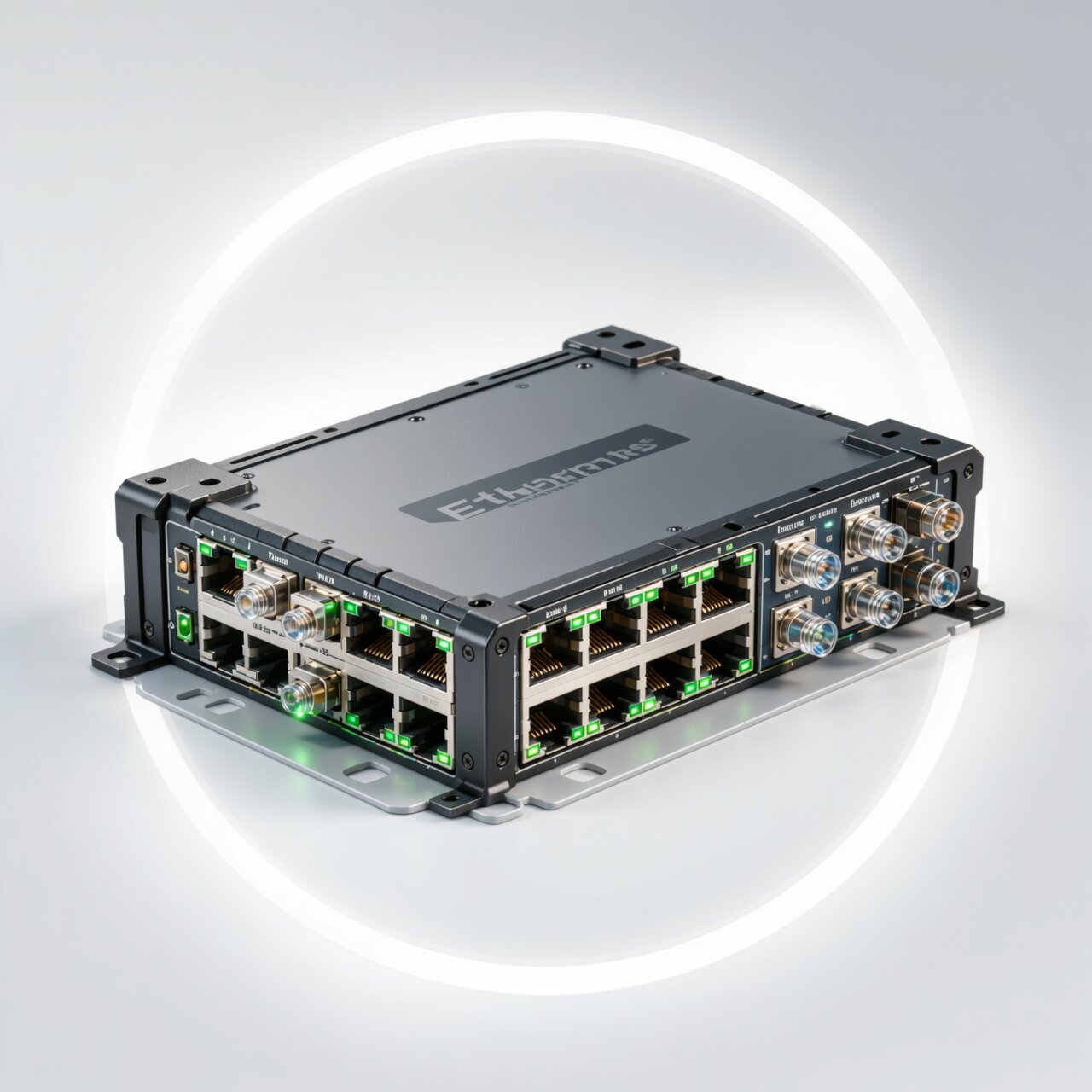 Industrial ethernet networks with managed switches fiber optic connections and ethernet IP for industrial communication