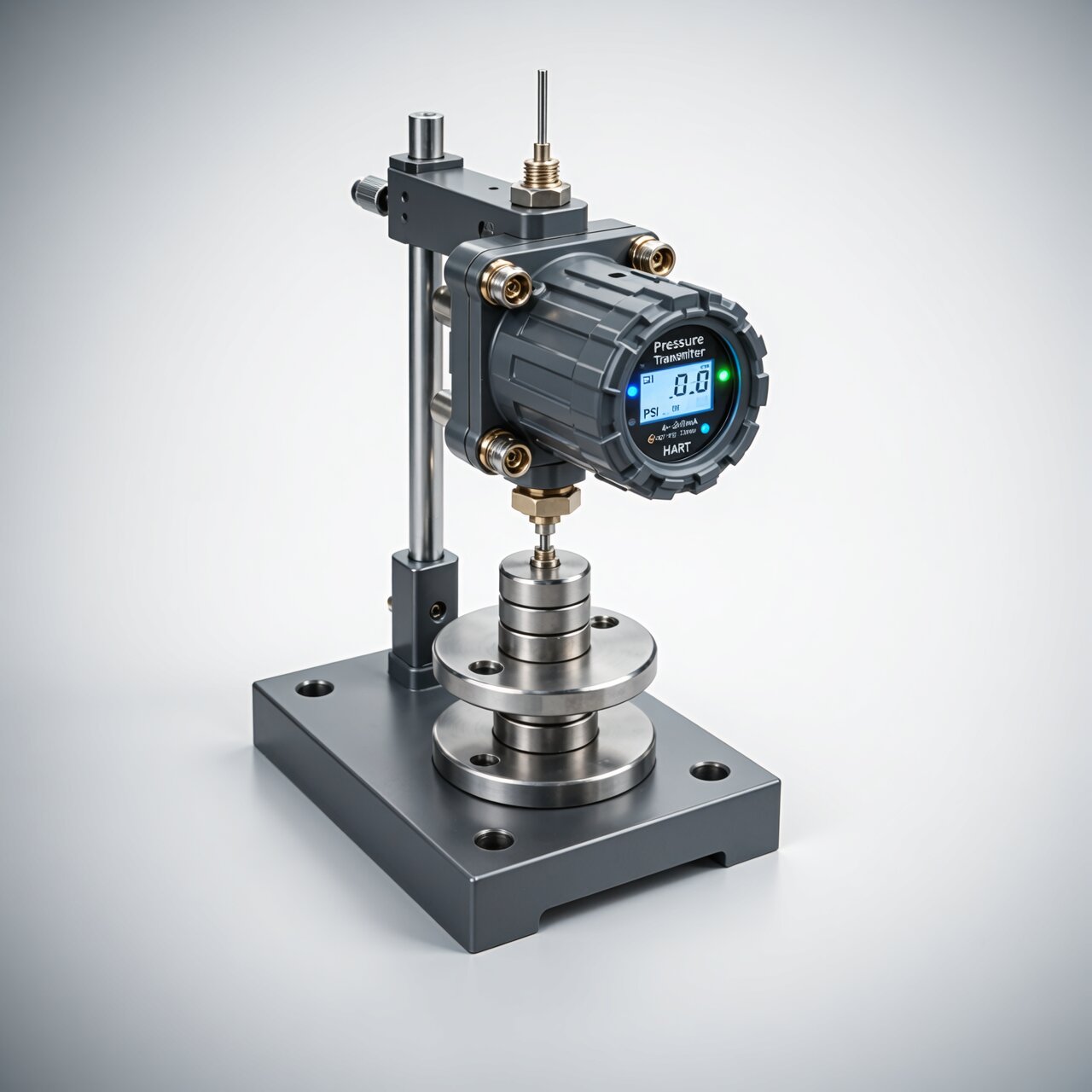 Pressure transmitter calibration using NIST-traceable dead weight tester with precision weights for accurate measurement