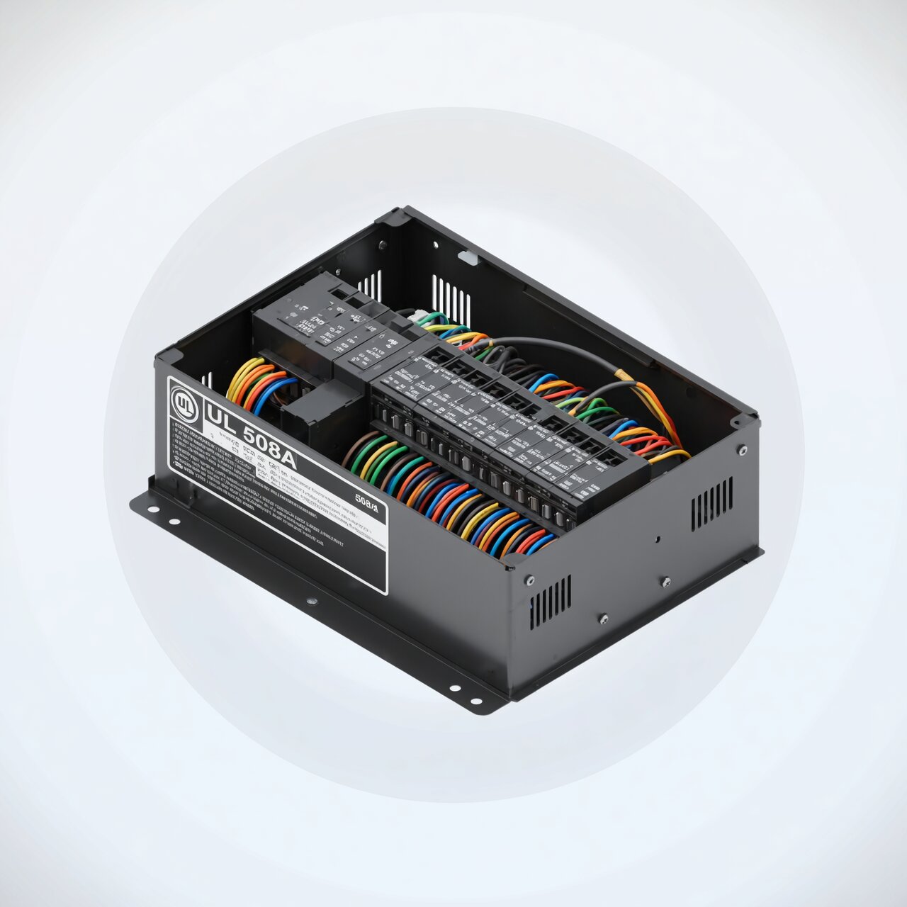 UL 508A industrial control panels with certification label SCCR ratings compliant design proper wire sizing and component approvals