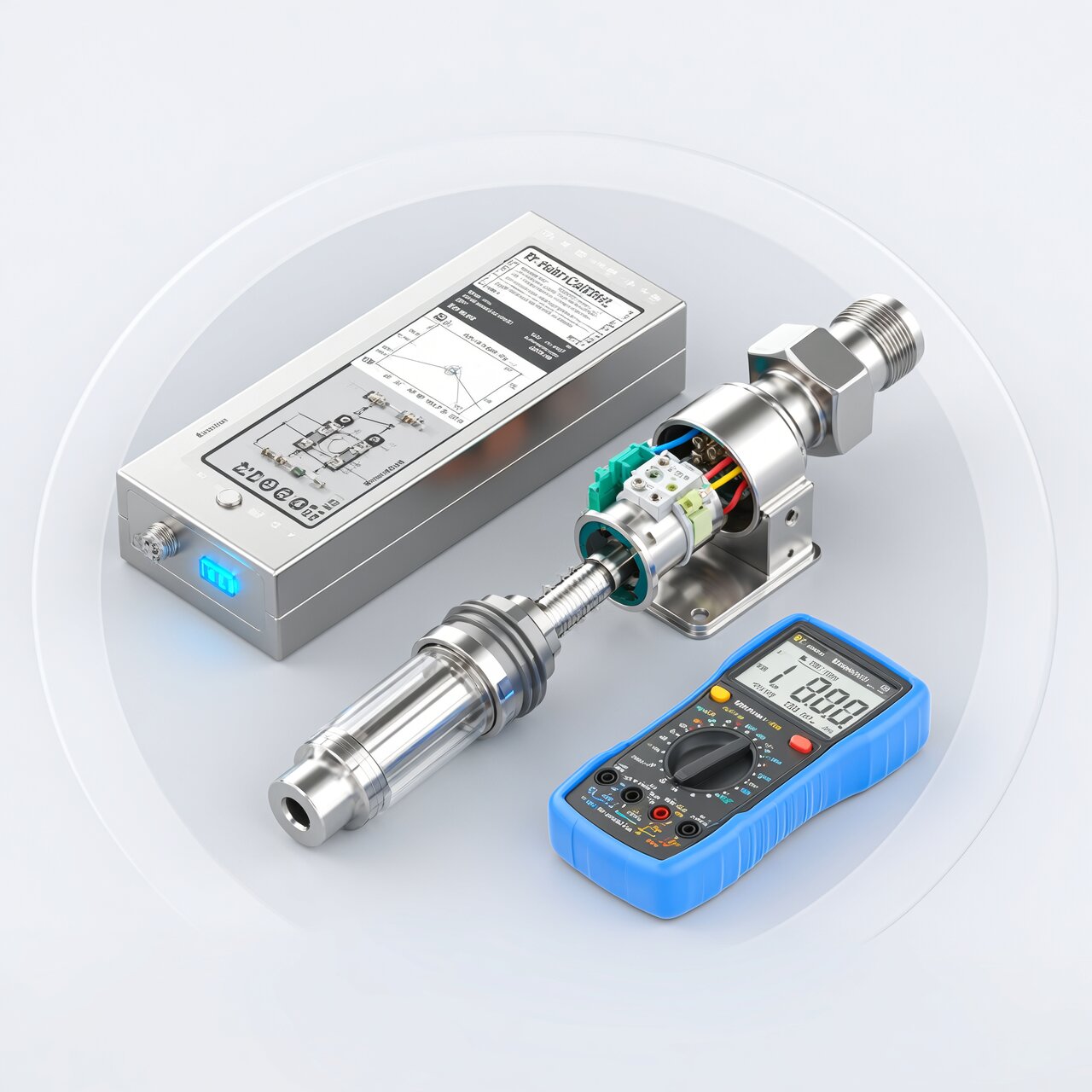 RTD sensor calibration and testing with precision resistance measurement and multi-point verification for accurate temperature sensing