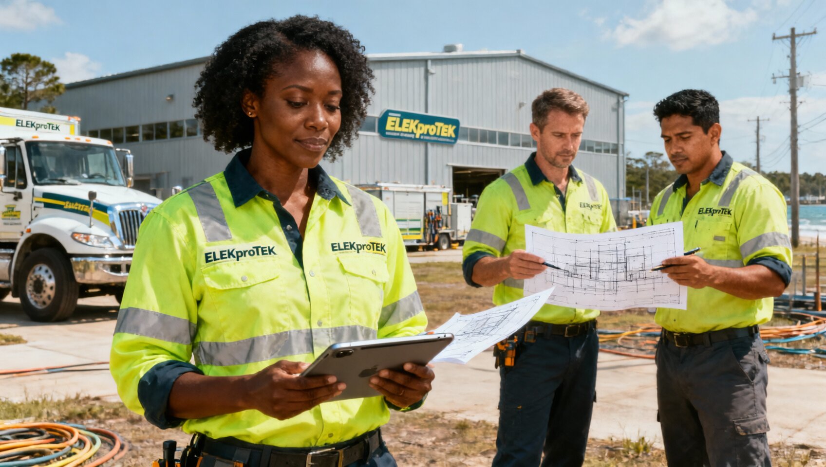 ELEKproTEK statewide South Carolina electrical services team at upstate location showing Charleston-based statewide coverage reach